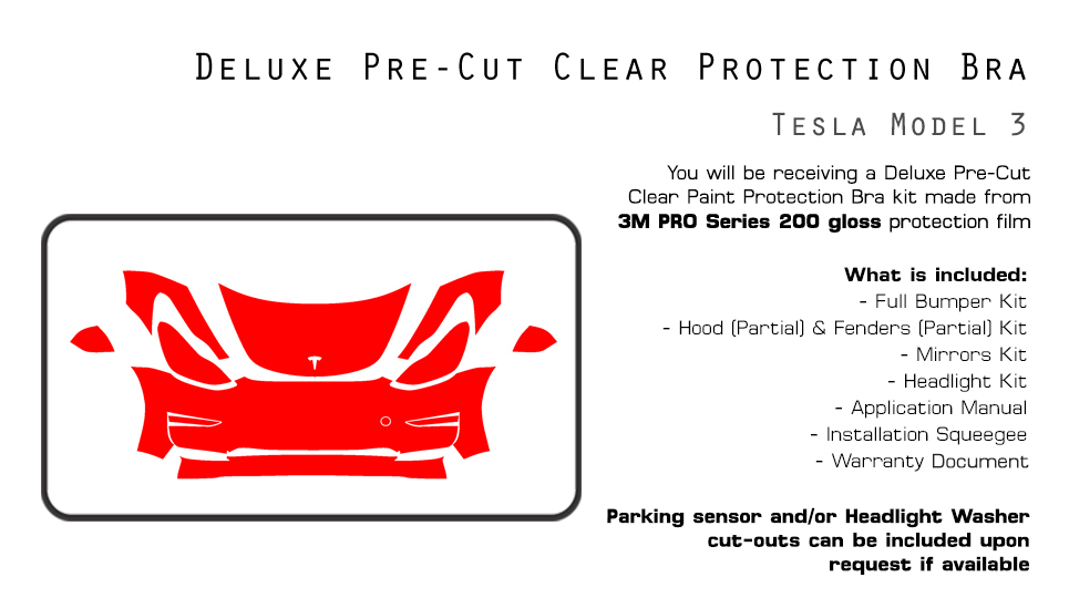 Tesla Model 3 2023 PreCut 3M PRO Series Paint Protection Film Clear Bra PPF