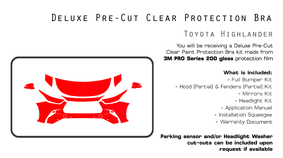 Partial Hood Fender & Mirror Kit | TOYOTA HIGHLANDER 2016